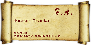 Hesner Aranka névjegykártya
